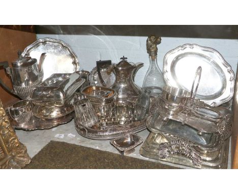 A Collection of Assorted Silver Plate, including an oval gallery-tray, with gadrooned border; two differing salvers; a waiter