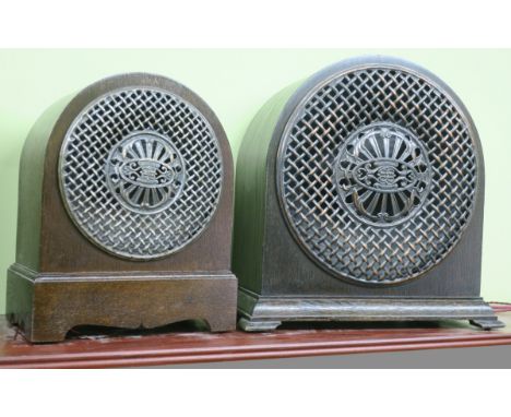 Two Amplion enclosed horn speakers, model RS 20 and RS 10, 16.25 and 13.75 in. high (2) (Condition: see note to Lot 398) 