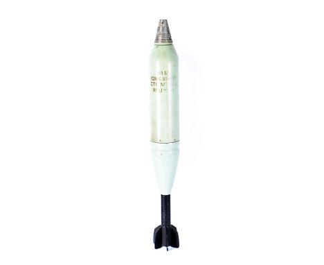 An Inert 81mm SMK-RP mortar round, possibly Mk5, complete with timer, stencilled to the side '81M ISMK IR-RP CTG NR 563 RHU 1
