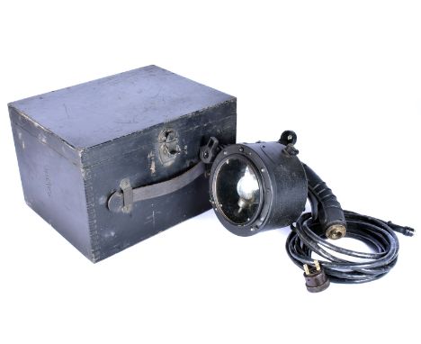 A WWII Air Ministry issued Aldis Signal lamp, 5A/760, dated 1939, serial 1878, complete with original electrical cord and ori