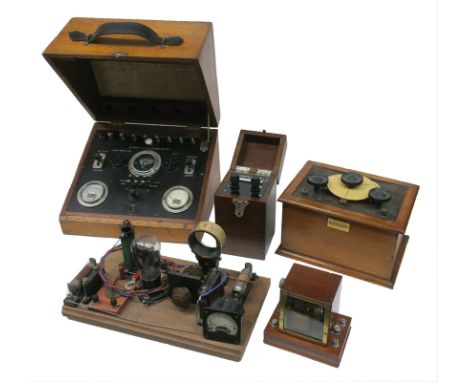Tester and other instruments, including a Six-Sixty Valve and Set Tester; a home-made 1-valve chassis; a small mahogany cased