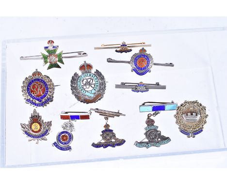 An assortment of silver sweetheart brooches, to include Royal Engineers, Royal Fusiliers, Royal Artillery, The Salvation Army