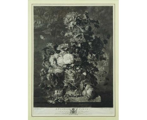 Jan Van Huysum (1682-1749) pair of 18th century mezzotint and etchings by Richard Earlom (1743-1822) - A Fruit Piece and A Fl