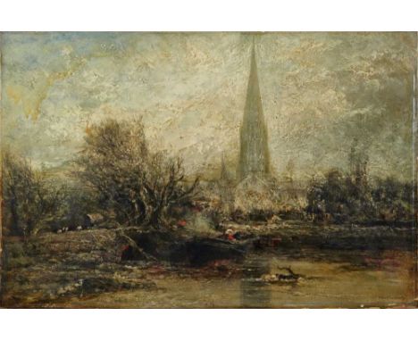 Manner of John Constable (1776-1837) oil on canvas - Salisbury Cathedral, bearing signature, 51cm x 76cm, unframed