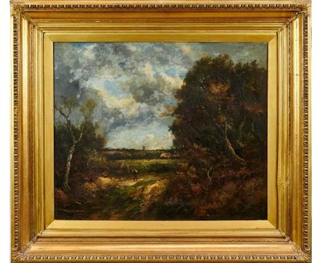 Manner of John Constable (1776-1837), oil on canvas - extensive rural landscape, bearing signature lower right, 64cm x 76cm, 