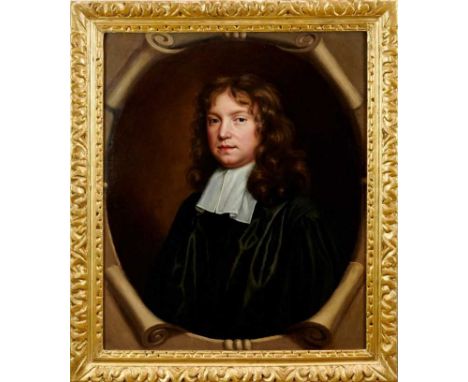 Mary Beale (1633-1699) oil on canvas - portrait of Jeremy Taylor, Chaplain in Ordinary to King Charles 1st, half length in cl