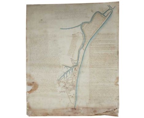 Of local interest: Rare and possibly unique hand drawn map of Dunwich. The map with polychrome tinted street plan and map of 
