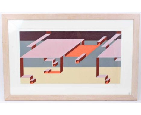 Ron Sims (1944-2014) silkscreen, Uzés Street Balls, Provence, signed 1/13 glazed frame, 32cm x 61cm