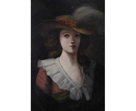 After Vigee Le Brun, 19th century, oval oil on canvas - a self portrait, unframed, 94cm x 71cmProvenance: Removed from Daleth