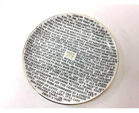 *Grayson Perry RA (b.1960) '100% Art Plate', 2020, fine china plate, with artist's seal printed to base, produced for The Sai