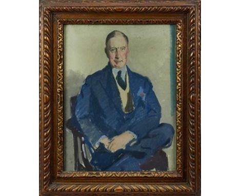 *Sir James Gunn (1893-1964) oil sketch on canvas - portrait of a gentleman, Mr Edward Grindlay, (see lot 1186) 44.5cm x 34.5c