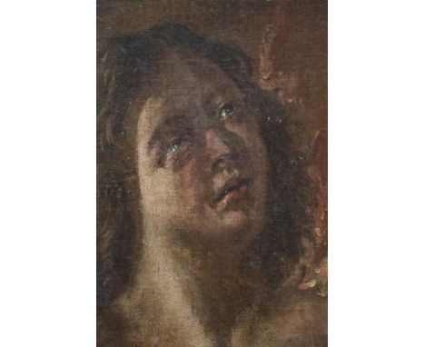 17th century, Continental School, oil on canvas laid on to panel, study of a Saint, 34cm x 26cm, in gilt frame 