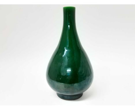 Chinese green crackle glaze vase, 19th/20th century, of bottle form, underglaze blue seal mark to base, 33cm highCondition re