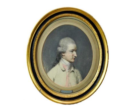 Attributed to Daniel Gardner (1750-1805) pastel portrait of a gentleman, 22.5cm x 18.5cm, in oval gilt frameProvenance: The R