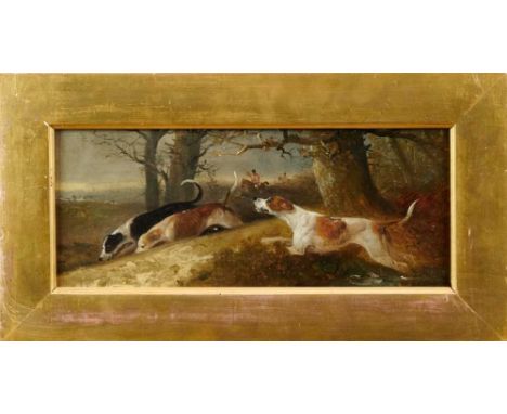 Edward Robert Smythe (1810-1899) three oils on canvas - Foxhounds, signed, 15cm x 36cm, in gilt framesCondition report: None 