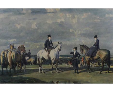 Mixed group of sporting prints to include: Sir Alfred Munnings 1940s coloured print "Why weren't you out yesterday?", four Sa