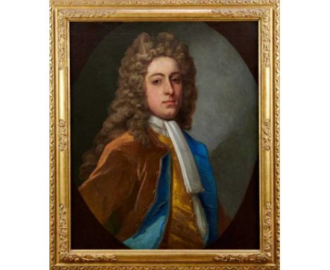 Studio of Godfrey Kneller (1646-1723) oil on canvas - portrait of a bewigged Gentleman, in gilt frame, 75cm x 62cm Condition 