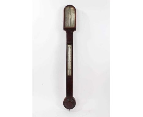 Early 19th century mahogany stick barometer signed J. C. Dennis, London with ivory scales 95 cm high