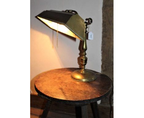 Early 20th century brass students lamp of typical form, approximately 40cm highProvenance: The Robert Barley Collection