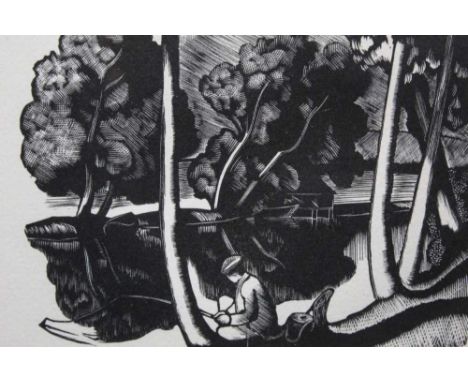 *John Northcote Nash (1893-1977) woodcut - The Fisherman 1931, 16.5cm x 15.5cm, in glazed gilt frameProvenance:  The Lorna an