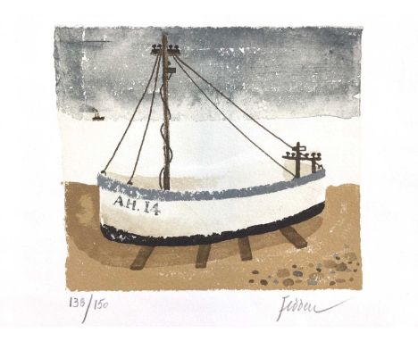 *Mary Fedden (1915-2012) signed limited edition print, Aldeburgh Fishing Boat, 2003, signed in pencil and numbered 138/150, w