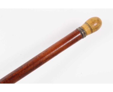 Early 20th century “Doctors” walking stick with Malacca shaft and silver collar (London 1911), the turned ivory knop unscrewi