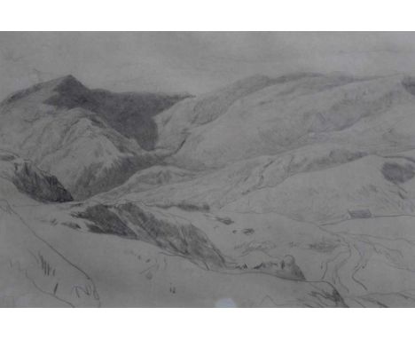 Henry Bright (1810-1873) pencil sketch - an extensive landscape, signed and dated '51, 20cm x 36.5cm, in glazed frameProvenan