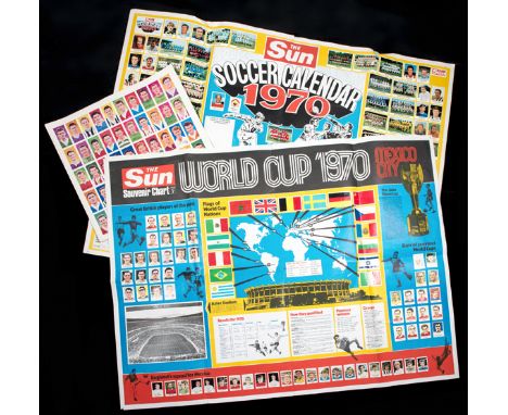 Two souvenir wall charts issued by The Sun Newspaper,
the first for the 1970 World Cup in Mexico, the other for the English 1