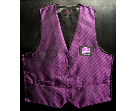 A signed Ronnie O'Sullivan snooker waistcoat from the 2010 Masters Snooker Tournament,
signed in black marker pen, purple wai