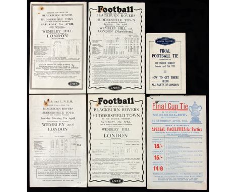 A group of six rail and travel flyers for F.A. Cup Final excursions,
including a LNER issue for the first Cup Final at Wemble