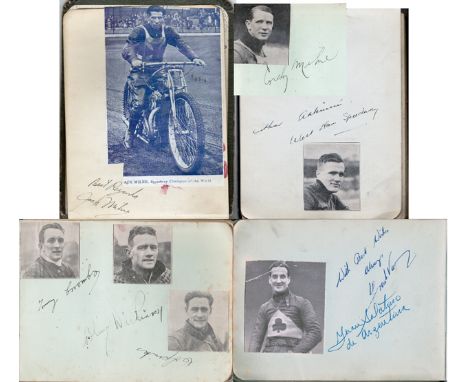 Late 1930s Speedway Rider autograph album,
over seventy rider signatures dating from 1937, mostly pre-war and including Arthu