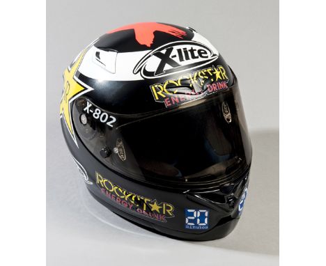 2012 Jorge Lorenzo Qatar Grand Prix worn helmet by Nolan,
the X-lite X-802 ventilated race helmet with clear visor, the 'roun