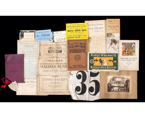 An archive of Arthur Stokes British cyclist at the Stockholm 1912 Olympic Games,
the material relating to the Games and Stoke