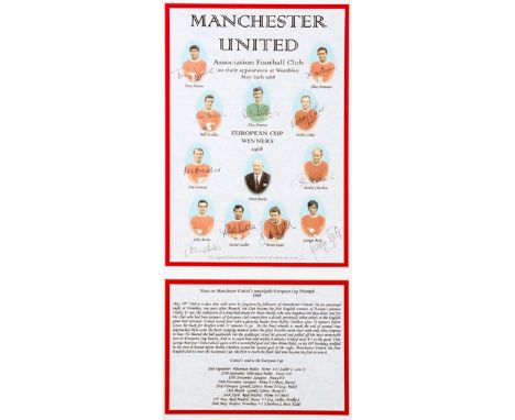 An autographed Manchester United 1968 European Champions print formerly owned by Bill Foulkes,
from a limited edition of 50, 