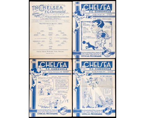 92 Chelsea home programmes seasons 1936-37 to 1938-39,
i) 1936-37, 19 first-team, 2 practice, 9 reserves
ii) 1937-38, 22 firs