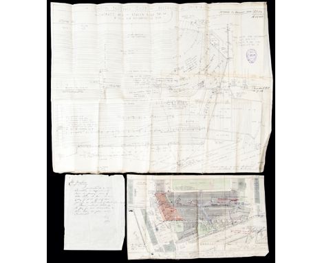 Two original 1920s architectural drawings for Liverpool FC's Anfield ground,
i) an original small and very detailed coloured 