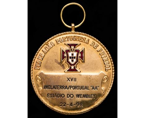 A Portuguese Football Association medal commemorating the international match v England played at Wembley Stadium 22nd April 