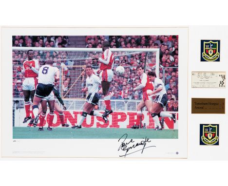 A Paul Gascoigne signed colour photographic print of the 1991 F.A. Cup semi-final 35 metres free kick goal scored for Tottenh