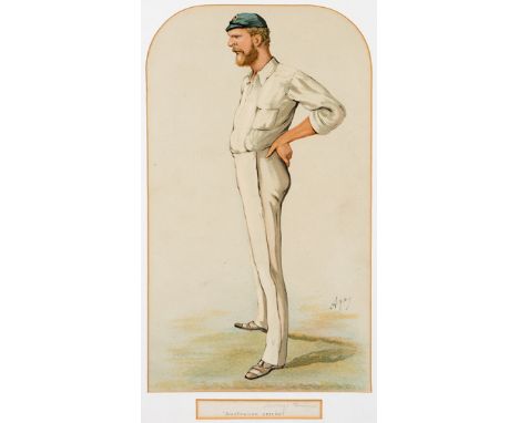 A George Bonner-signed Vanity Fair portrait print,
after Ape, signed by Bonner in ink above the print title "Australian Crick