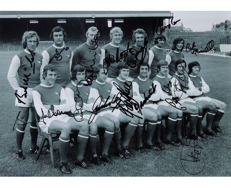 A signed Arsenal 1970-71 double-winners photograph,
12 by 18in., 15 signatures in black marker pen, Kennedy, Wilson, Marinell
