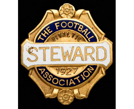 A gilt-metal & enamel Football Association steward's badge for the Arsenal v Cardiff City F.A. Cup Final at Wembley in 1927,
