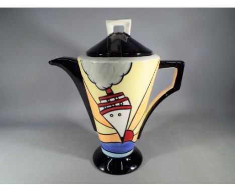 Lorna Bailey large ceramic coffee pot decorated Cruise pattern, measuring approximately 27 cm tall.
Condition: appears excell