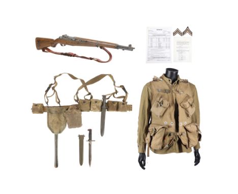 SAVING PRIVATE RYAN (1998) - US Army Airborne Gear, Stunt M1 Garand, and Production Paperwork - A set of US Army Airborne gea
