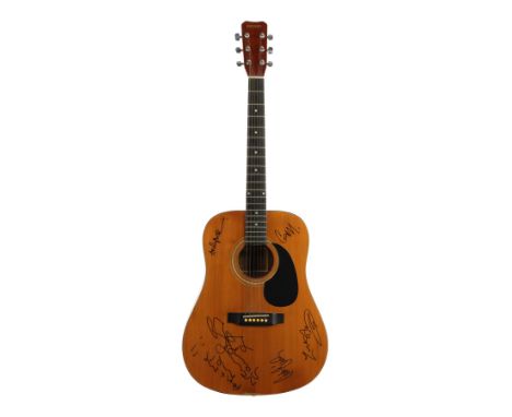 OASIS - Band Autographed Hohner Acoustic Guitar - An acoustic guitar autographed by members of the iconic British band Oasis.