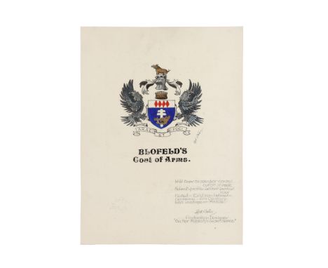 JAMES BOND: ON HER MAJESTY'S SECRET SERVICE (1969) - Syd Cain Hand-drawn Blofeld Coat of Arms Artwork - A Syd Cain hand-drawn