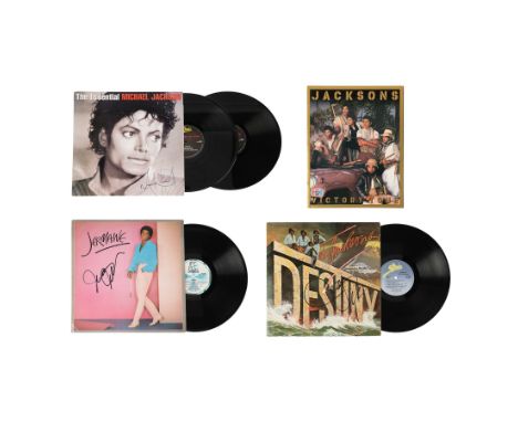 THE JACKSONS - Michael Jackson Autographed Album, Two Jermaine Jackson Autographed Albums and The Jacksons Victory Tour Progr