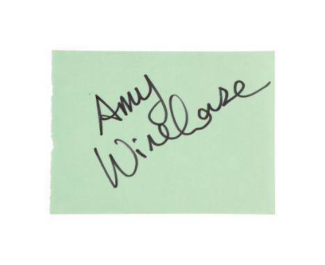 AMY WINEHOUSE - Amy Winehouse-Autographed Full Name on Paper - A torn-out autograph book page signed in black ink by five-tim