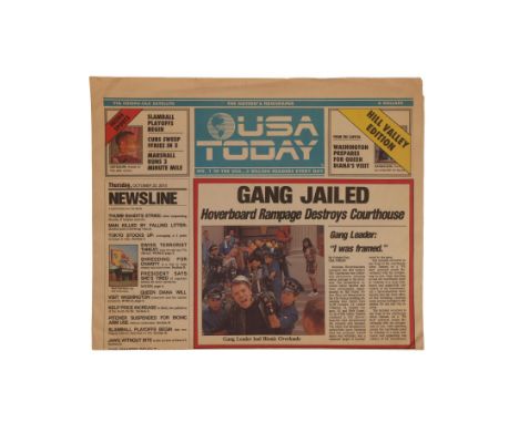 BACK TO THE FUTURE PART II (1989) - "Gang Jailed" USA Today Newspaper Cover - A USA Today newspaper cover headlined "Gang Jai
