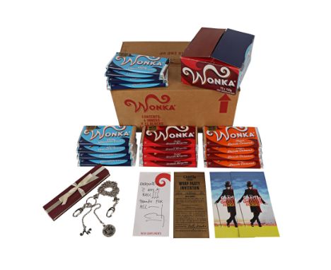 CHARLIE AND THE CHOCOLATE FACTORY (2005) - Wonka Box, Wonka Bars, Crew Invites and Crew Gift - A Wonka packaging box, box of 