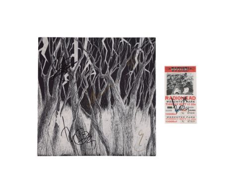 RADIOHEAD - Autographed "The King of Limbs Sleeve" with Autographed Werchter Park Ticket Stub - A vinyl album sleeve for Radi